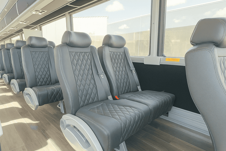 interior of Amarillo Coach Bus Service charter bus