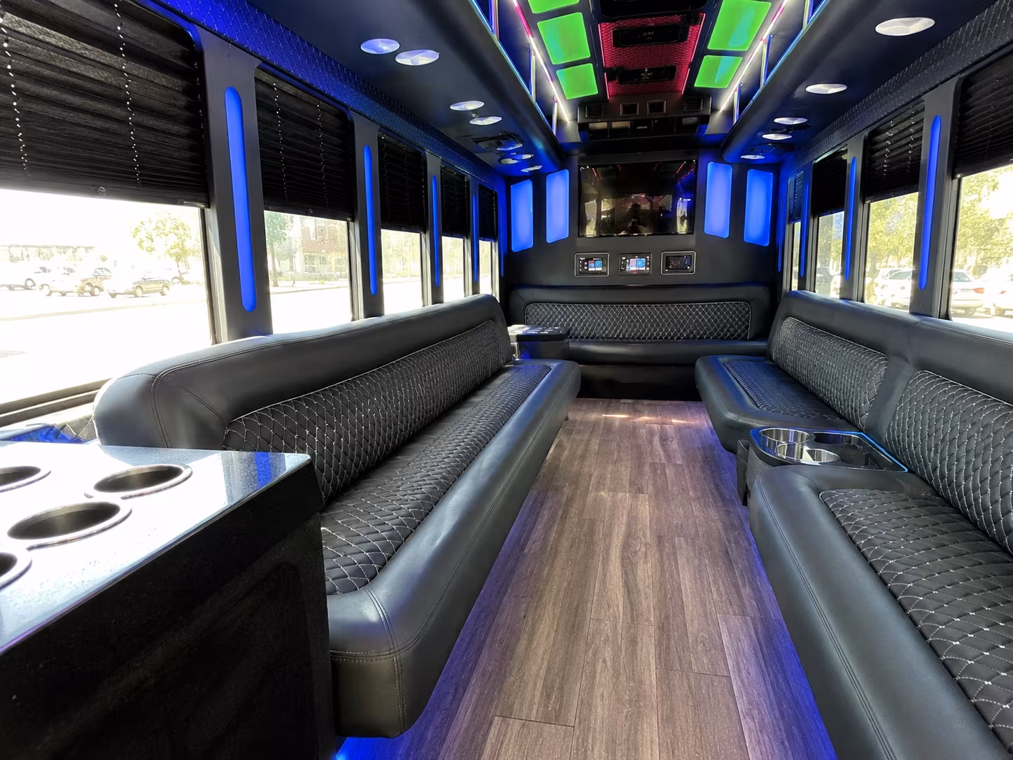 amarillo 15 passenger party bus inside