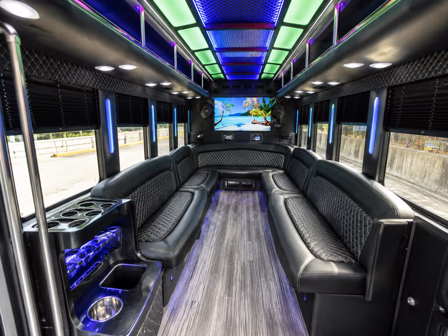 amarillo 18 passenger party bus inside