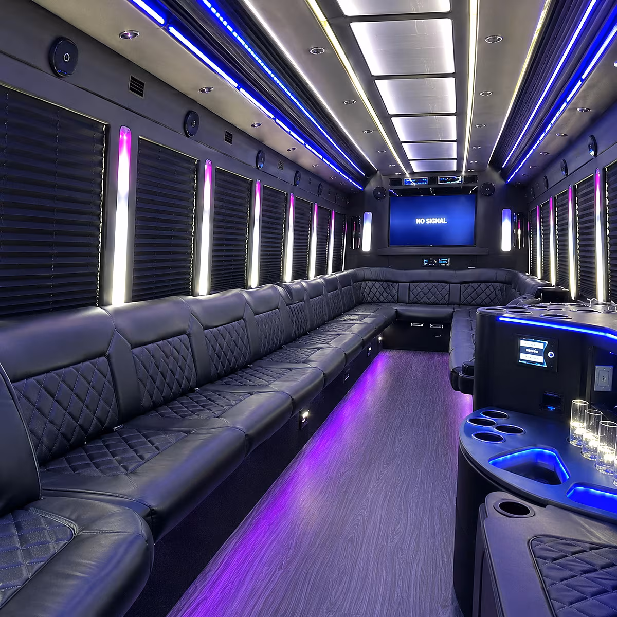 amarillo 30 passenger party bus inside