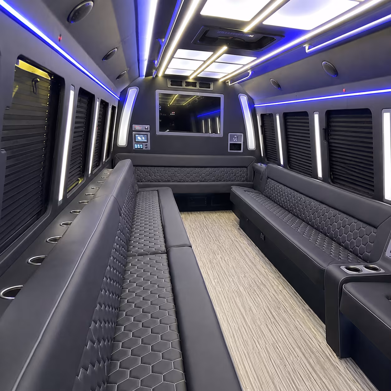 amarillo 40 passenger party bus inside